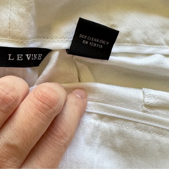 NWT Larry Levine White 100% Linen WIde Leg Pants Trousers SIze 14 - Picture 7 of 7